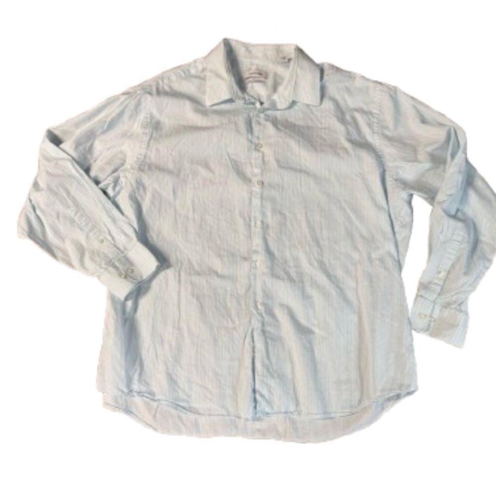 Calvin Klein pinstripe Men's Light Blue white Shirt 18